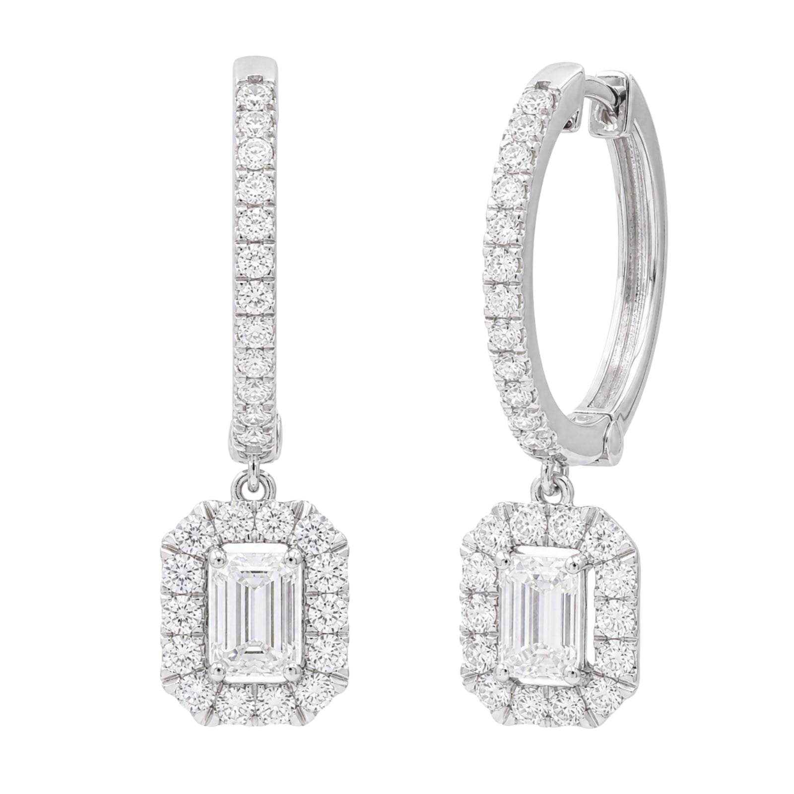 Diamonair Lab Grown Diamond (F/VS+) 3.00 carat Round cut Sterling Silver Dangle Earrings - Sterling Silver | Gold over Silver