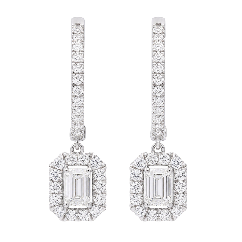 Diamonair Lab Grown Diamond (F/VS+) 3.00 carat Round cut Sterling Silver Dangle Earrings - Sterling Silver | Gold over Silver