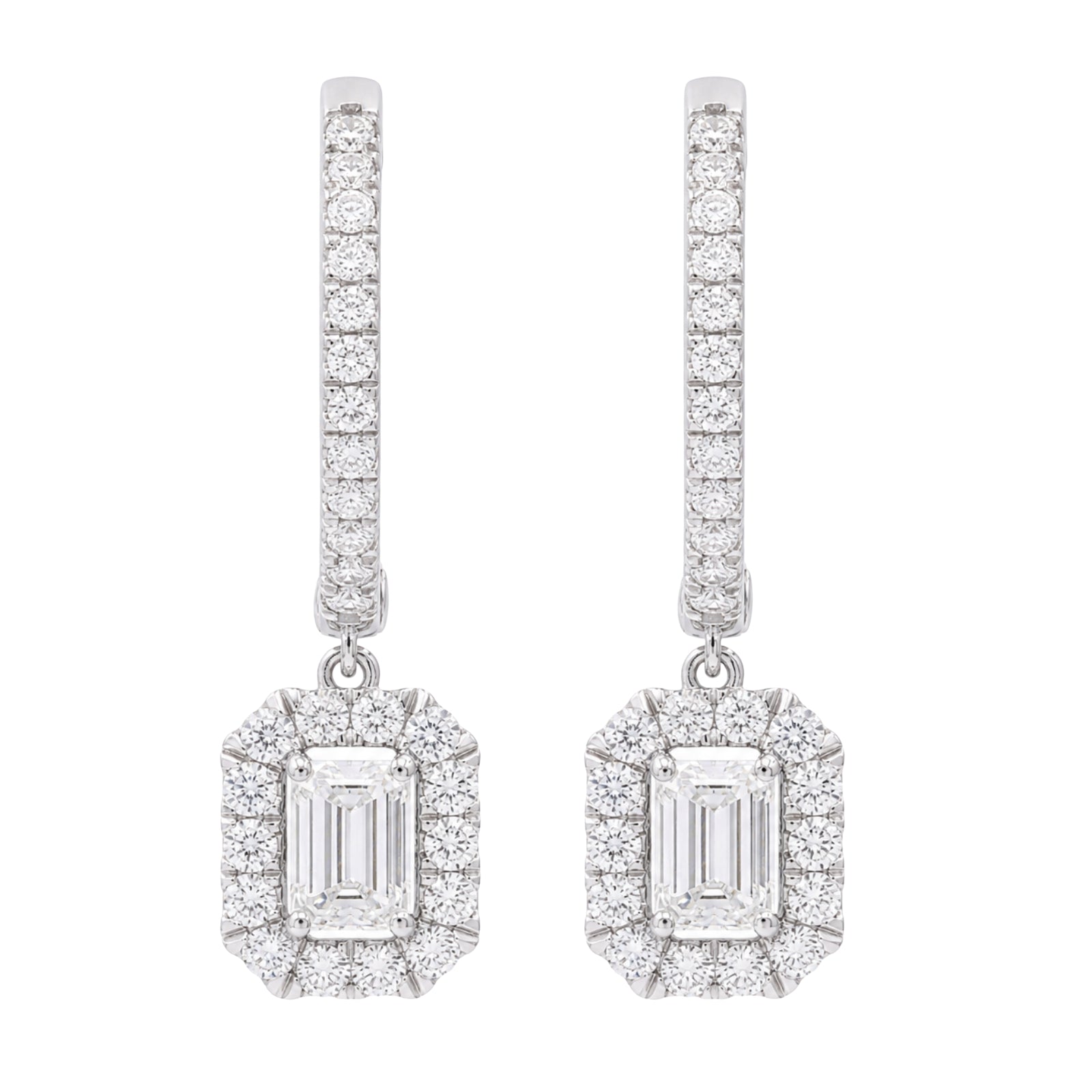 Diamonair Lab Grown Diamond (F/VS+) 3.00 carat Round cut Sterling Silver Dangle Earrings - Sterling Silver | Gold over Silver