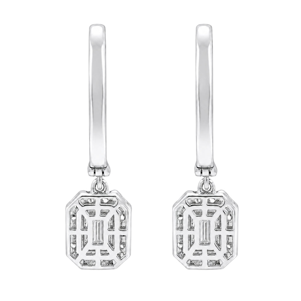 Diamonair Lab Grown Diamond (F/VS+) 3.00 carat Round cut Sterling Silver Dangle Earrings - Sterling Silver | Gold over Silver