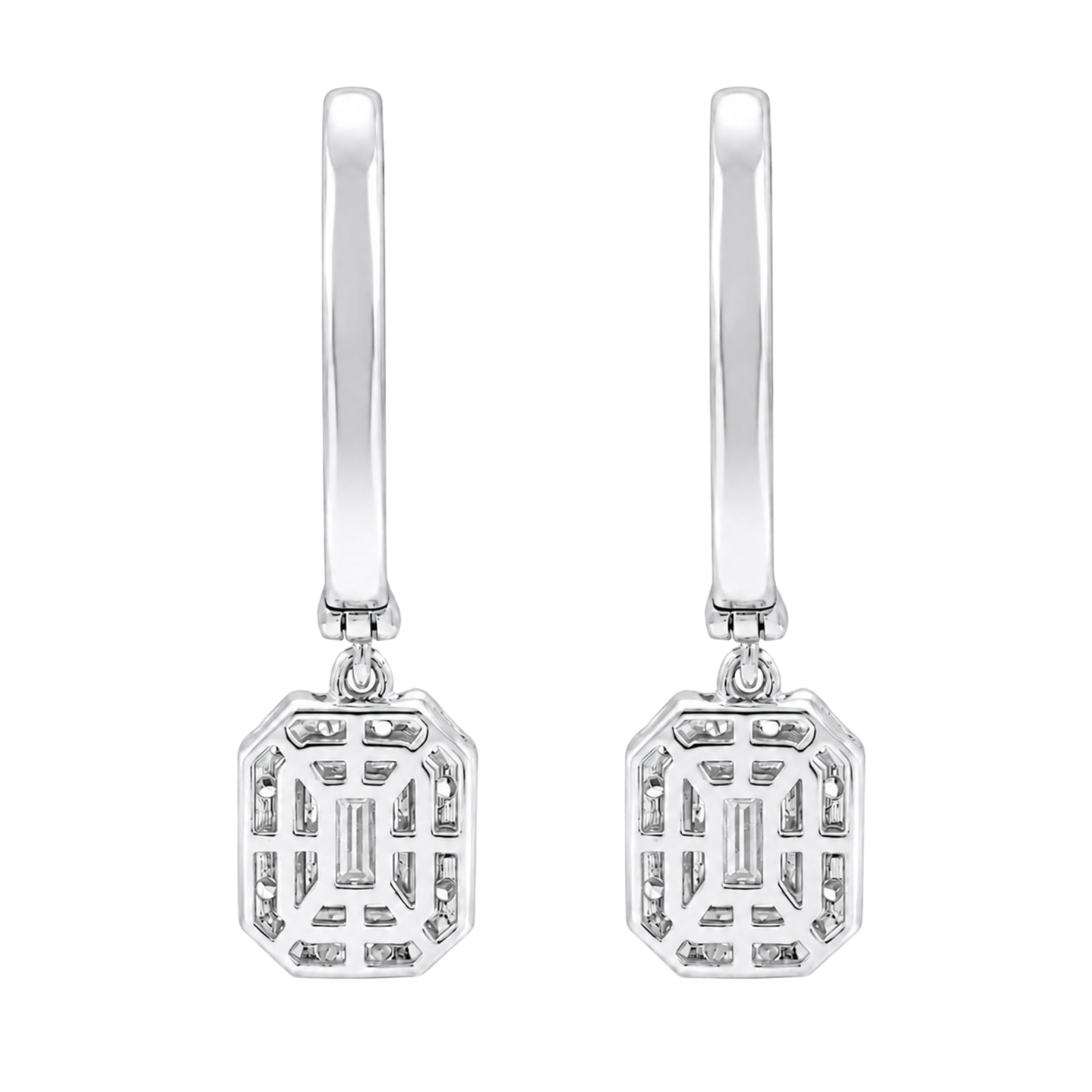 Diamonair Lab Grown Diamond (F/VS+) 3.00 carat Round cut Sterling Silver Dangle Earrings - Sterling Silver | Gold over Silver