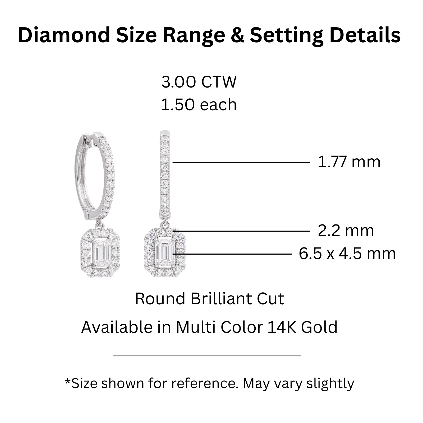 Diamonair Lab Grown Diamond (F/VS+) 3.00 carat Round cut Sterling Silver Dangle Earrings - Sterling Silver | Gold over Silver