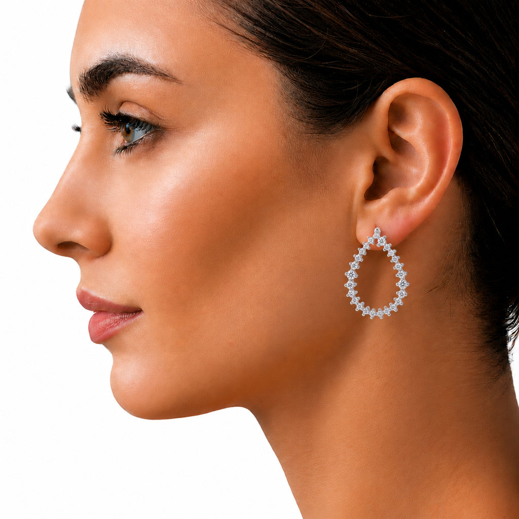Diamonair Lab-Grown Diamond Earrings for Women | Sterling Silver | Round Cut | Prong, Push Back | F Color, VS+ Clarity | 2.00 Total Carat Weight | Anniversary, Wedding, Birthday Gift