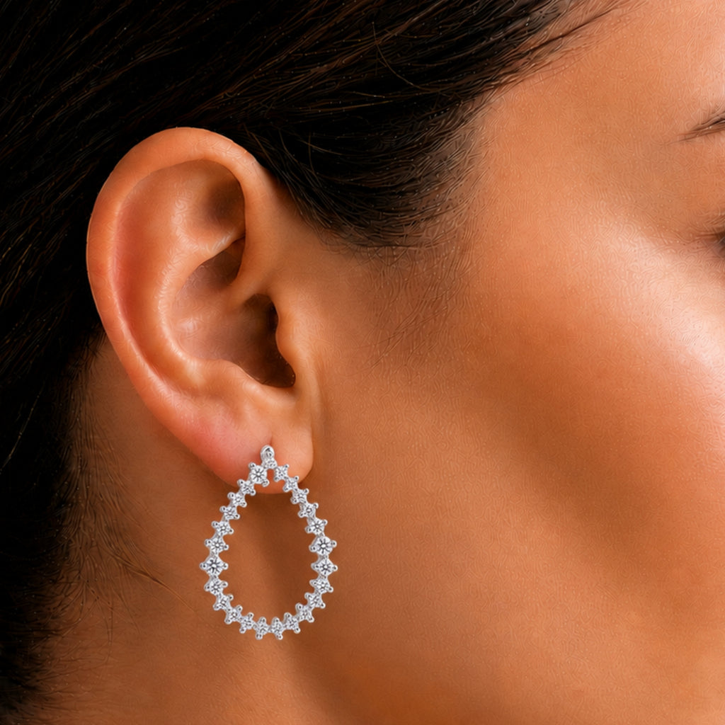 Diamonair Lab-Grown Diamond Earrings for Women | Sterling Silver | Round Cut | Prong, Push Back | F Color, VS+ Clarity | 2.00 Total Carat Weight | Anniversary, Wedding, Birthday Gift