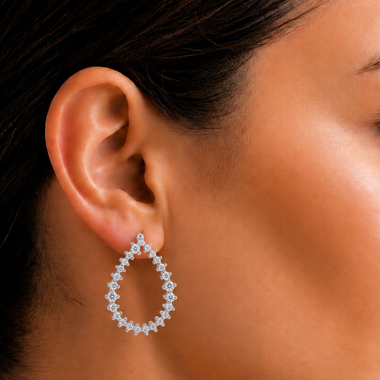 Diamonair Lab-Grown Diamond Earrings for Women | Sterling Silver | Round Cut | Prong, Push Back | F Color, VS+ Clarity | 2.00 Total Carat Weight | Anniversary, Wedding, Birthday Gift