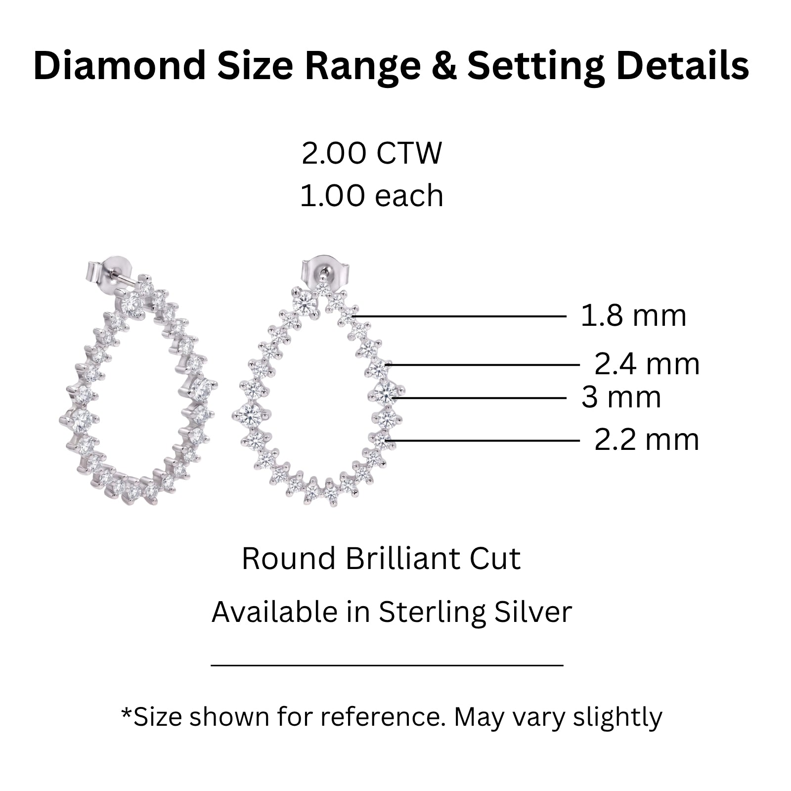 Diamonair Lab-Grown Diamond Earrings for Women | Sterling Silver | Round Cut | Prong, Push Back | F Color, VS+ Clarity | 2.00 Total Carat Weight | Anniversary, Wedding, Birthday Gift