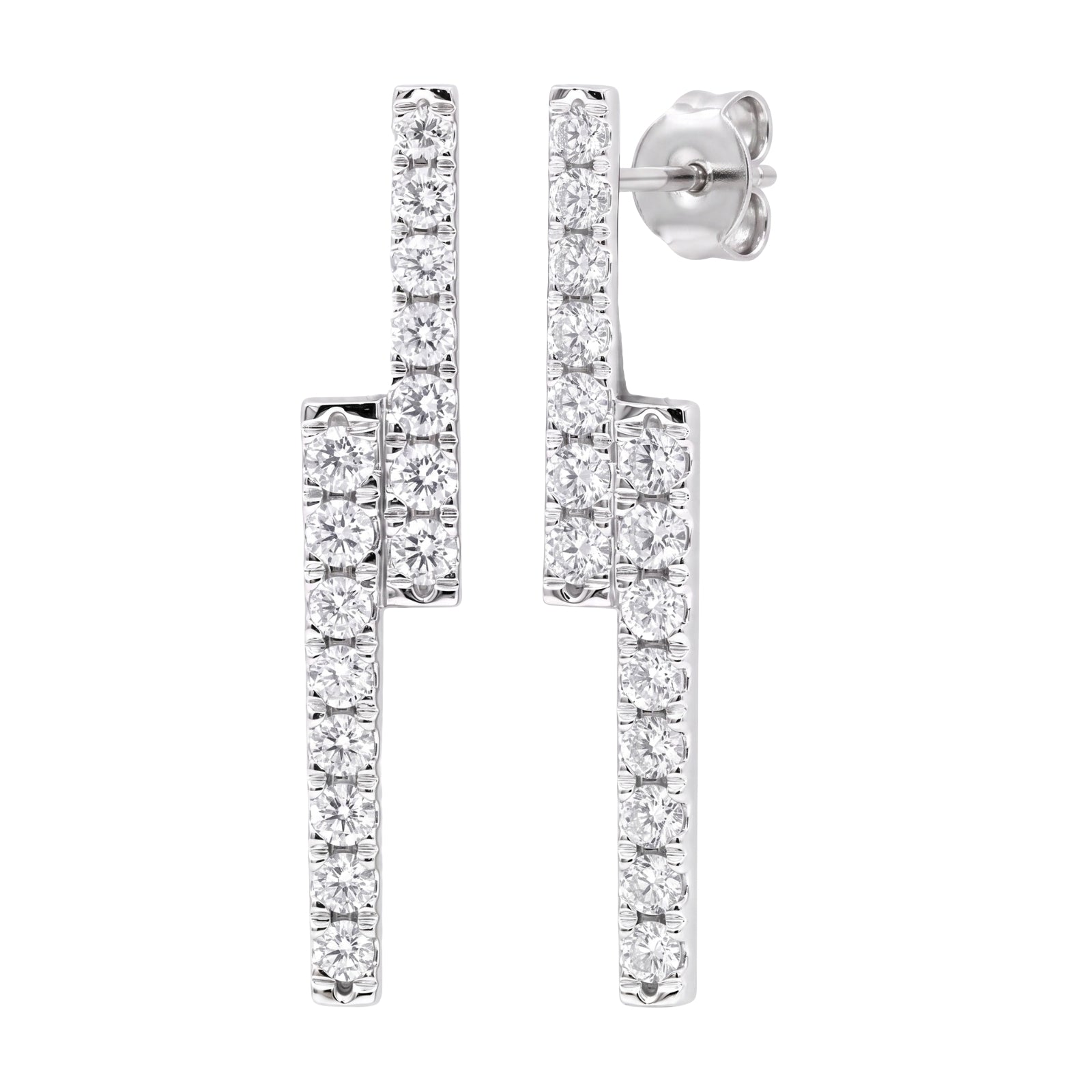 Diamonair Lab-Grown Diamond Earrings for Women | Sterling Silver | Emerald Cut | Prong, Push Back | F Color, VS+ Clarity | 3.00 Total Carat Weight | Anniversary, Wedding, Birthday Gift