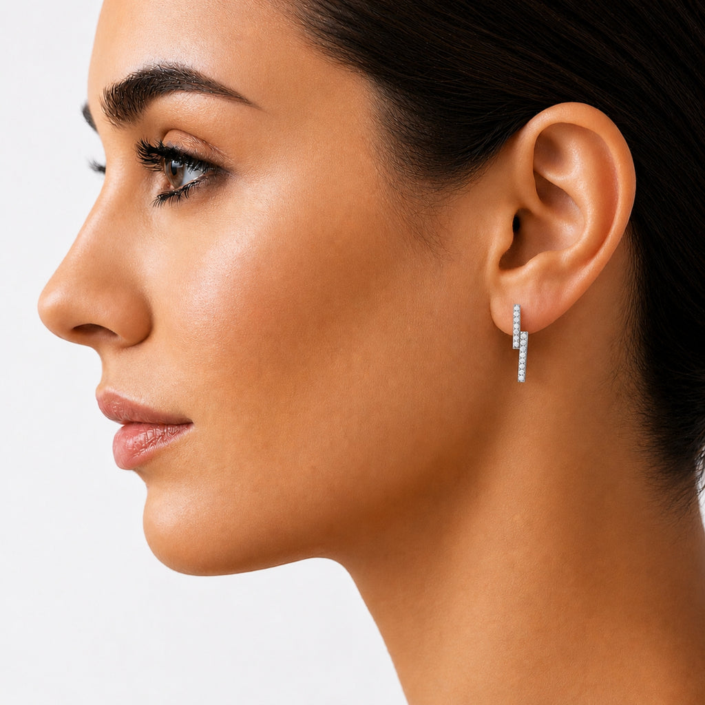 Diamonair Lab-Grown Diamond Earrings for Women | Sterling Silver | Emerald Cut | Prong, Push Back | F Color, VS+ Clarity | 3.00 Total Carat Weight | Anniversary, Wedding, Birthday Gift