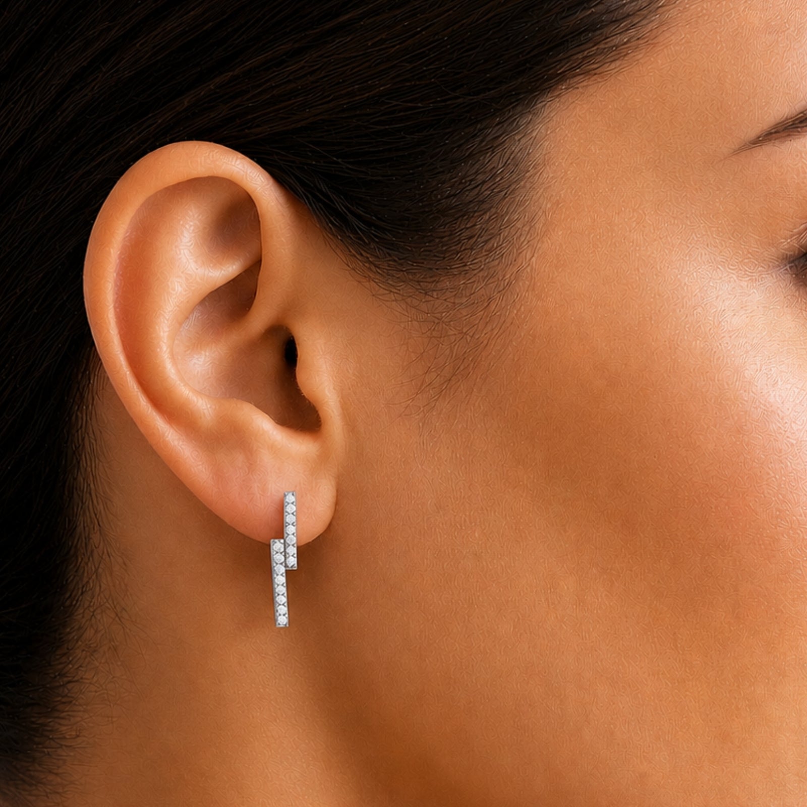 Diamonair Lab-Grown Diamond Earrings for Women | Sterling Silver | Emerald Cut | Prong, Push Back | F Color, VS+ Clarity | 3.00 Total Carat Weight | Anniversary, Wedding, Birthday Gift