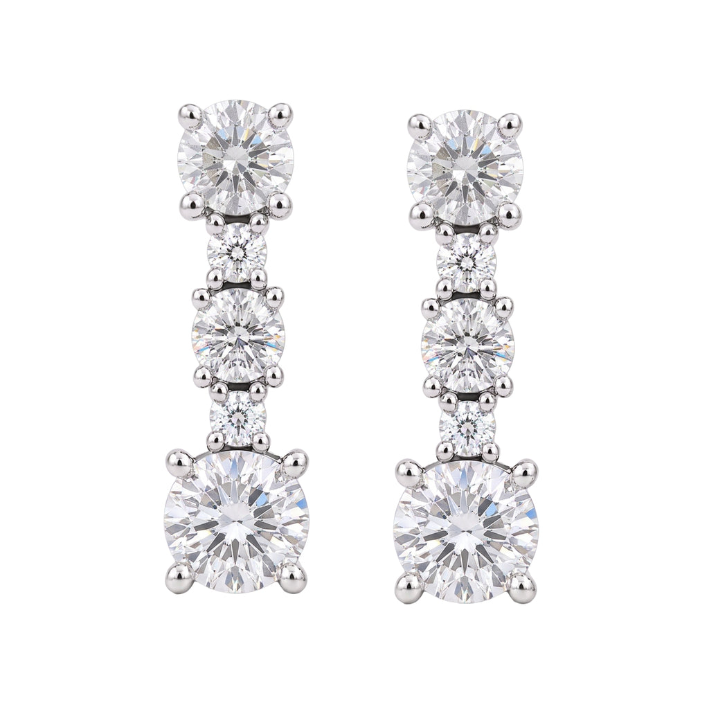 Diamonair Lab Grown Diamond (F/VS+) 2.00 carat Round cut Sterling Silver Drop Earrings - Sterling Silver | Gold over Silver