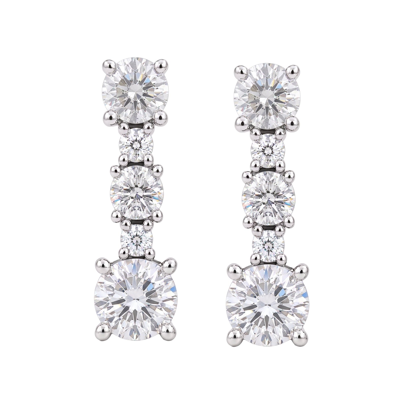 Diamonair Lab Grown Diamond (F/VS+) 2.00 carat Round cut Sterling Silver Drop Earrings - Sterling Silver | Gold over Silver