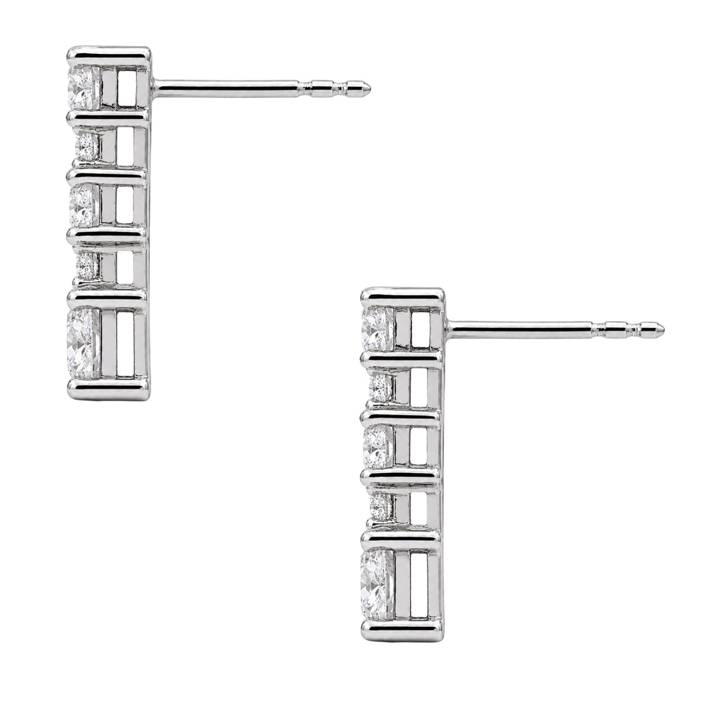 Diamonair Lab Grown Diamond (F/VS+) 2.00 carat Round cut Sterling Silver Drop Earrings - Sterling Silver | Gold over Silver