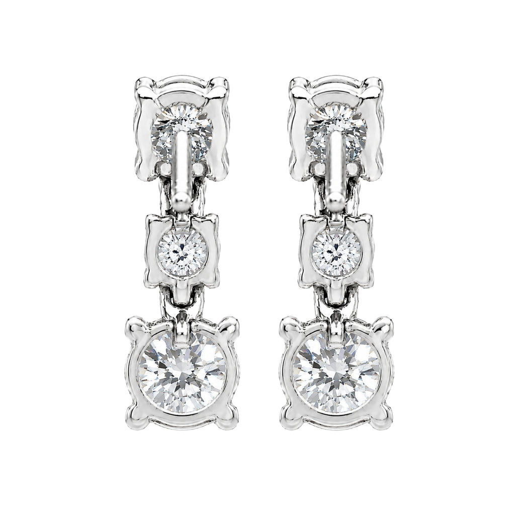 Diamonair Lab Grown Diamond (F/VS+) 2.00 carat Round cut Sterling Silver Drop Earrings - Sterling Silver | Gold over Silver