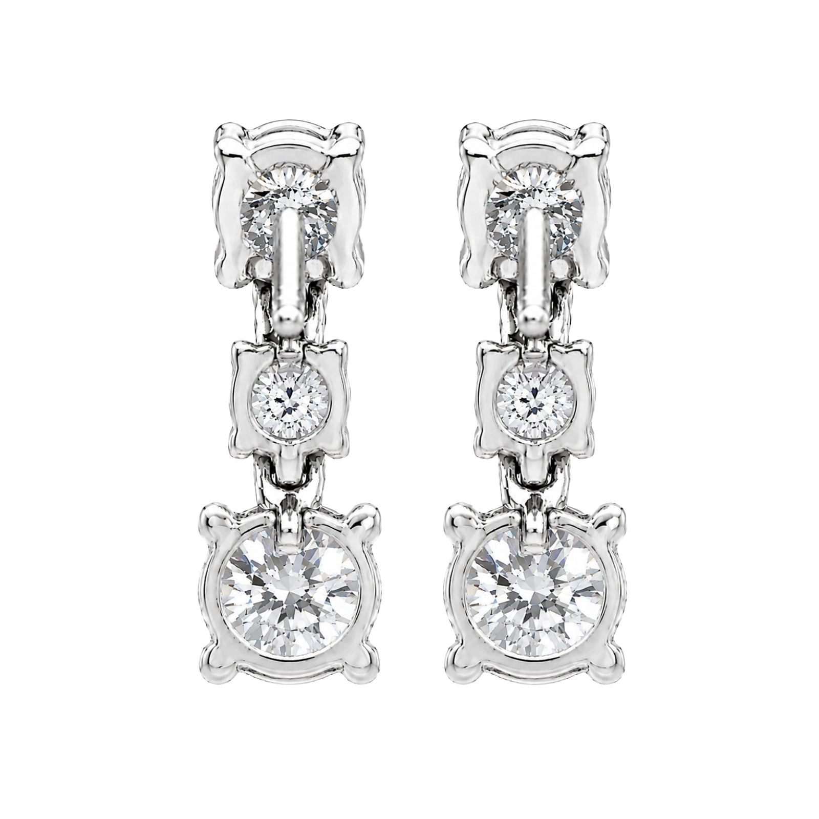 Diamonair Lab Grown Diamond (F/VS+) 2.00 carat Round cut Sterling Silver Drop Earrings - Sterling Silver | Gold over Silver