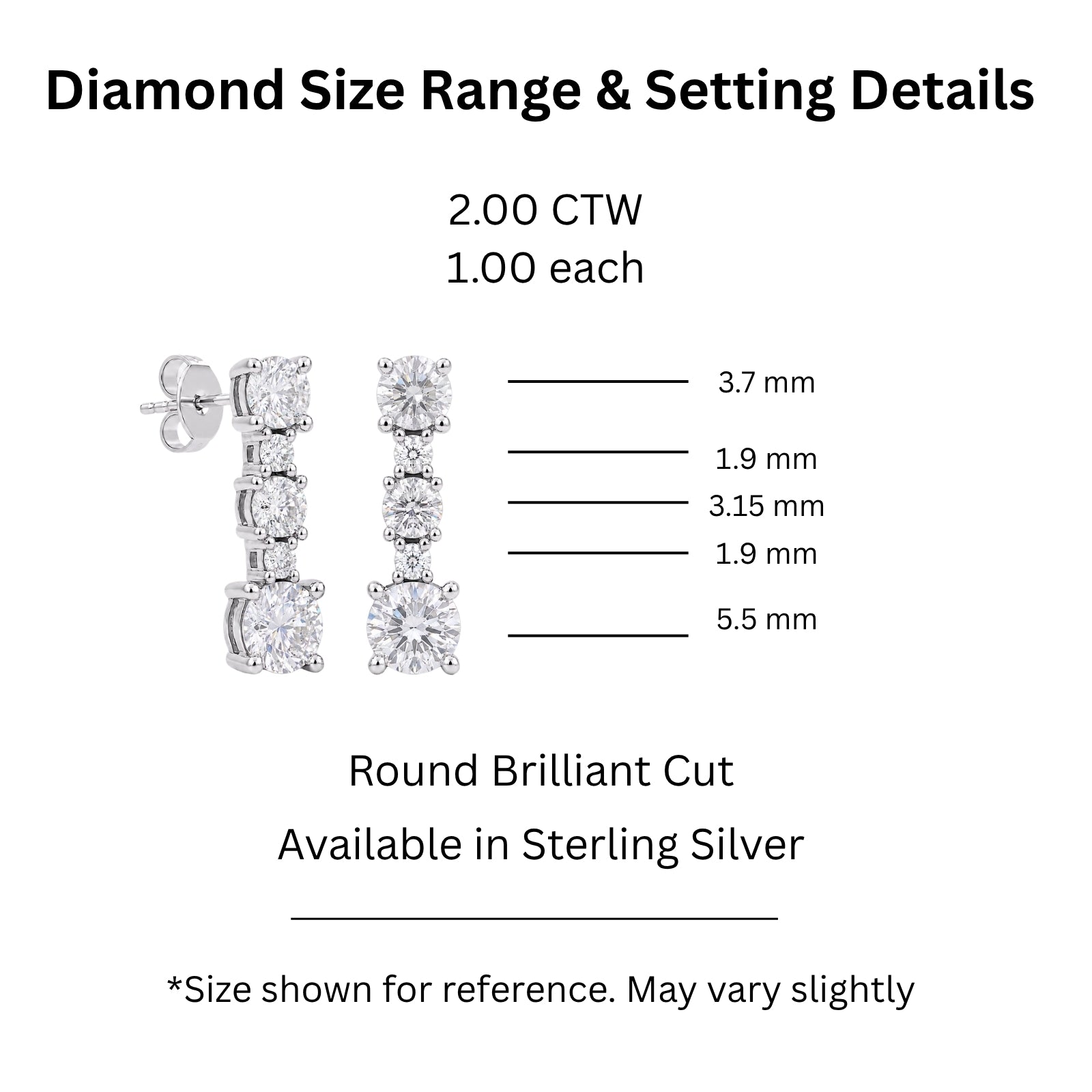 Diamonair Lab Grown Diamond (F/VS+) 2.00 carat Round cut Sterling Silver Drop Earrings - Sterling Silver | Gold over Silver