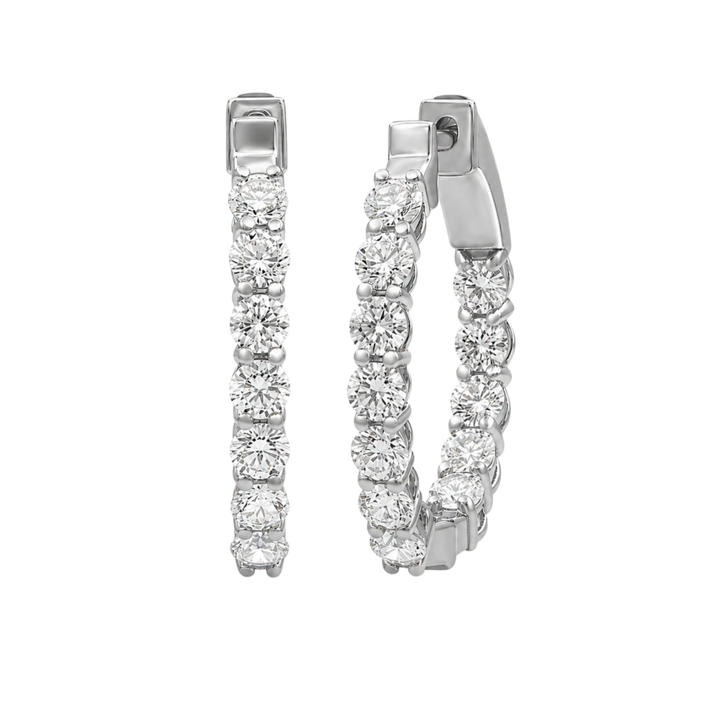 1.00 - 3.00 Carat T.W. Round-cut Lab Grown Diamond (F/VS+) 14K Gold Hoop Earrings