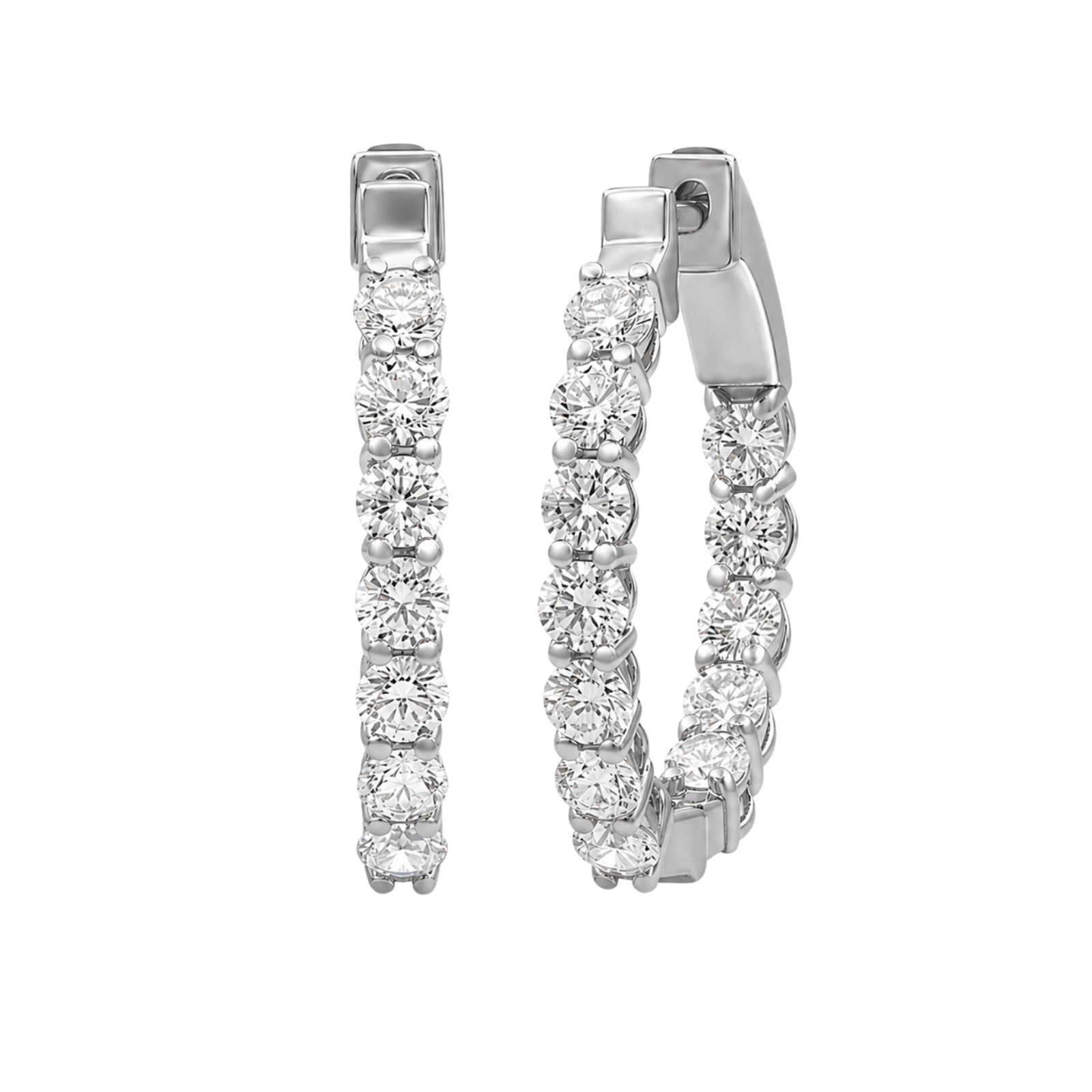 1.00 - 3.00 Carat T.W. Round-cut Lab Grown Diamond (F/VS+) 14K Gold Hoop Earrings