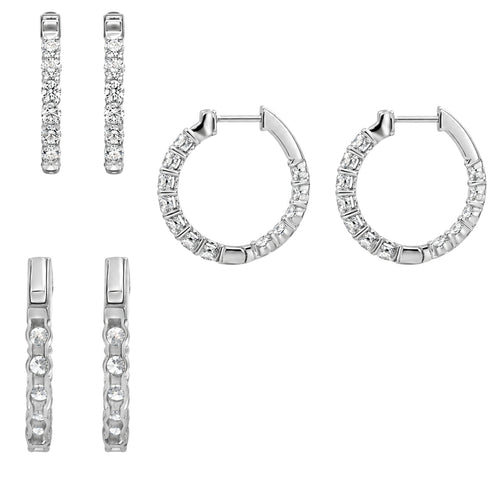 1.00 - 3.00 Carat T.W. Round-cut Lab Grown Diamond (F/VS+) 14K Gold Hoop Earrings