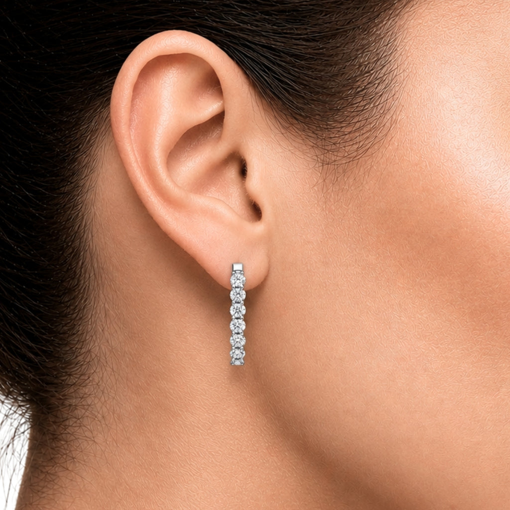 1.00 - 3.00 Carat T.W. Round-cut Lab Grown Diamond (F/VS+) 14K Gold Hoop Earrings