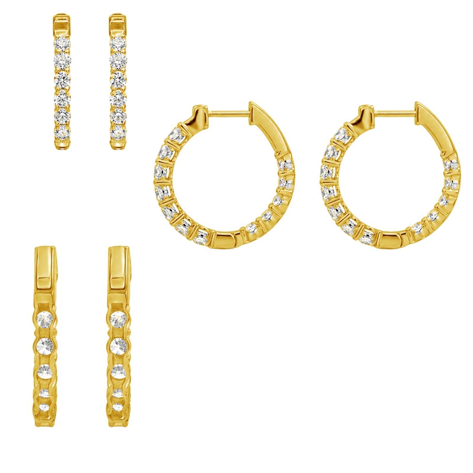 1.00 - 3.00 Carat T.W. Round-cut Lab Grown Diamond (F/VS+) 14K Gold Hoop Earrings
