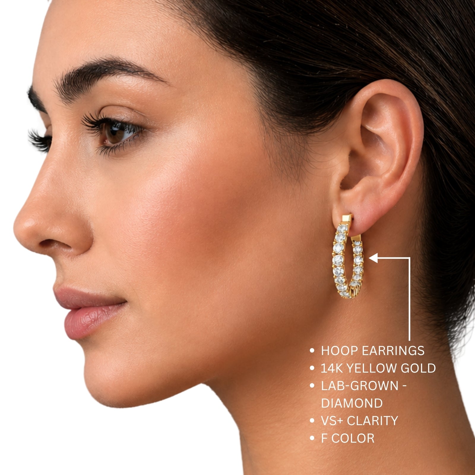 1.00 - 3.00 Carat T.W. Round-cut Lab Grown Diamond (F/VS+) 14K Gold Hoop Earrings