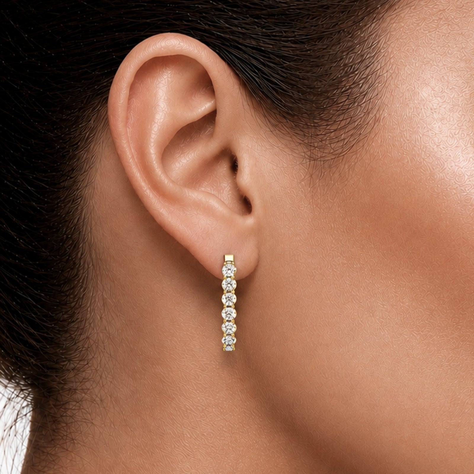 1.00 - 3.00 Carat T.W. Round-cut Lab Grown Diamond (F/VS+) 14K Gold Hoop Earrings