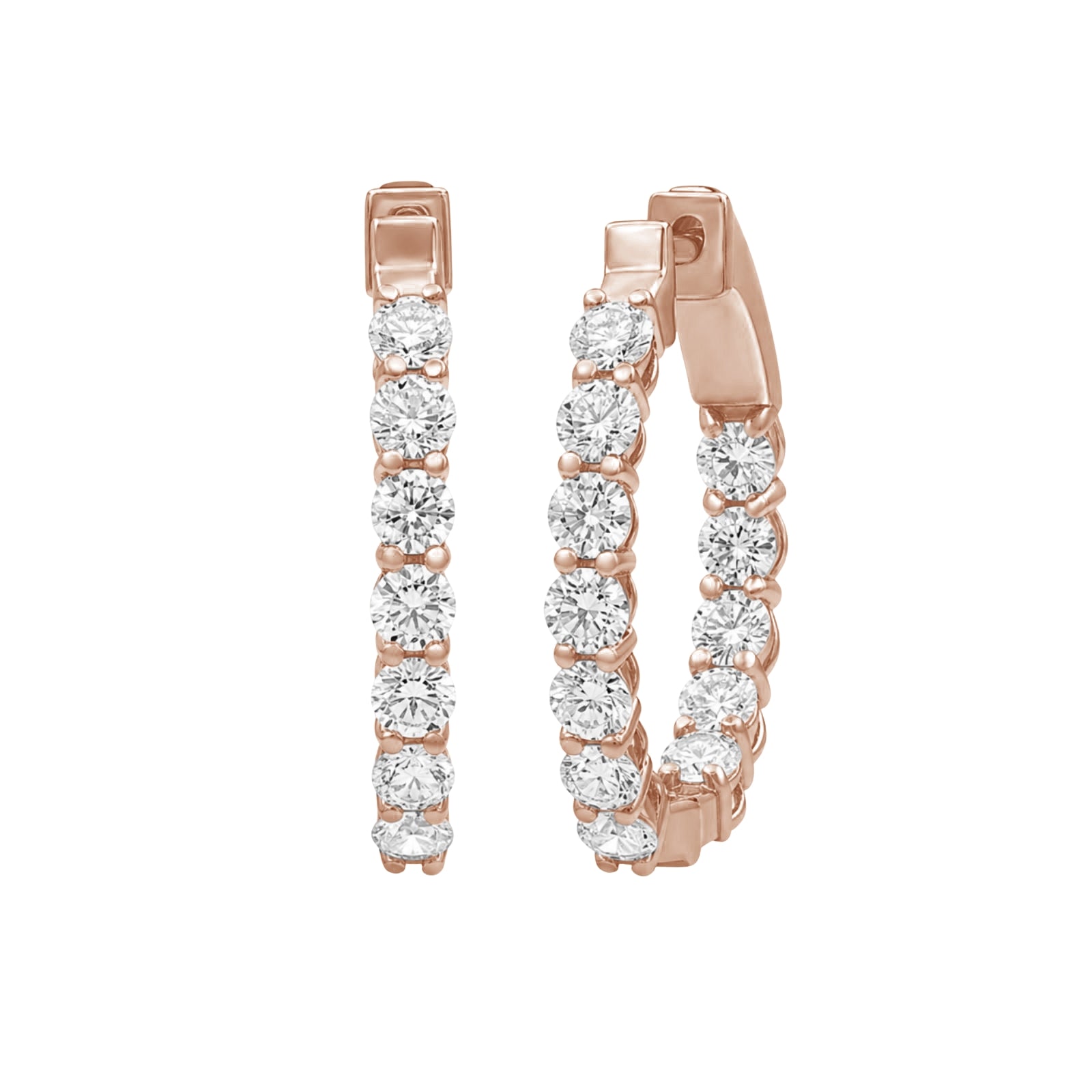 1.00 - 3.00 Carat T.W. Round-cut Lab Grown Diamond (F/VS+) 14K Gold Hoop Earrings