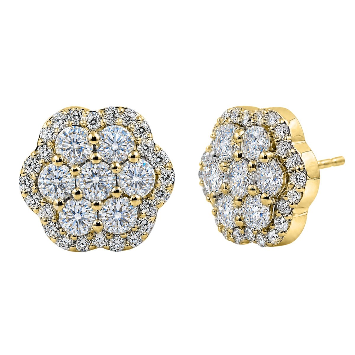 3 ctw Round Cluster Earrings