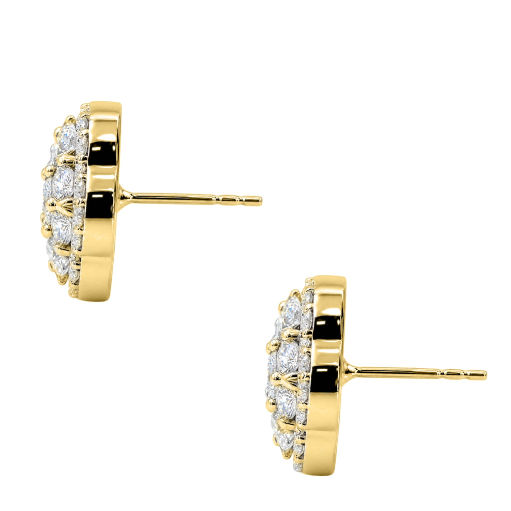 Diamonair Lab Grown Diamond (F/VS+) 3.00 carat Round cut Sterling Silver Cluster Earrings - Sterling Silver | Gold over Silver