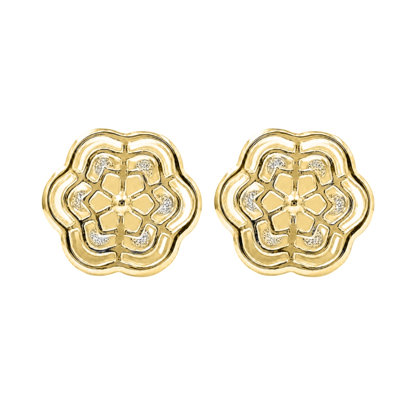 Diamonair Lab Grown Diamond (F/VS+) 3.00 carat Round cut Sterling Silver Cluster Earrings - Sterling Silver | Gold over Silver