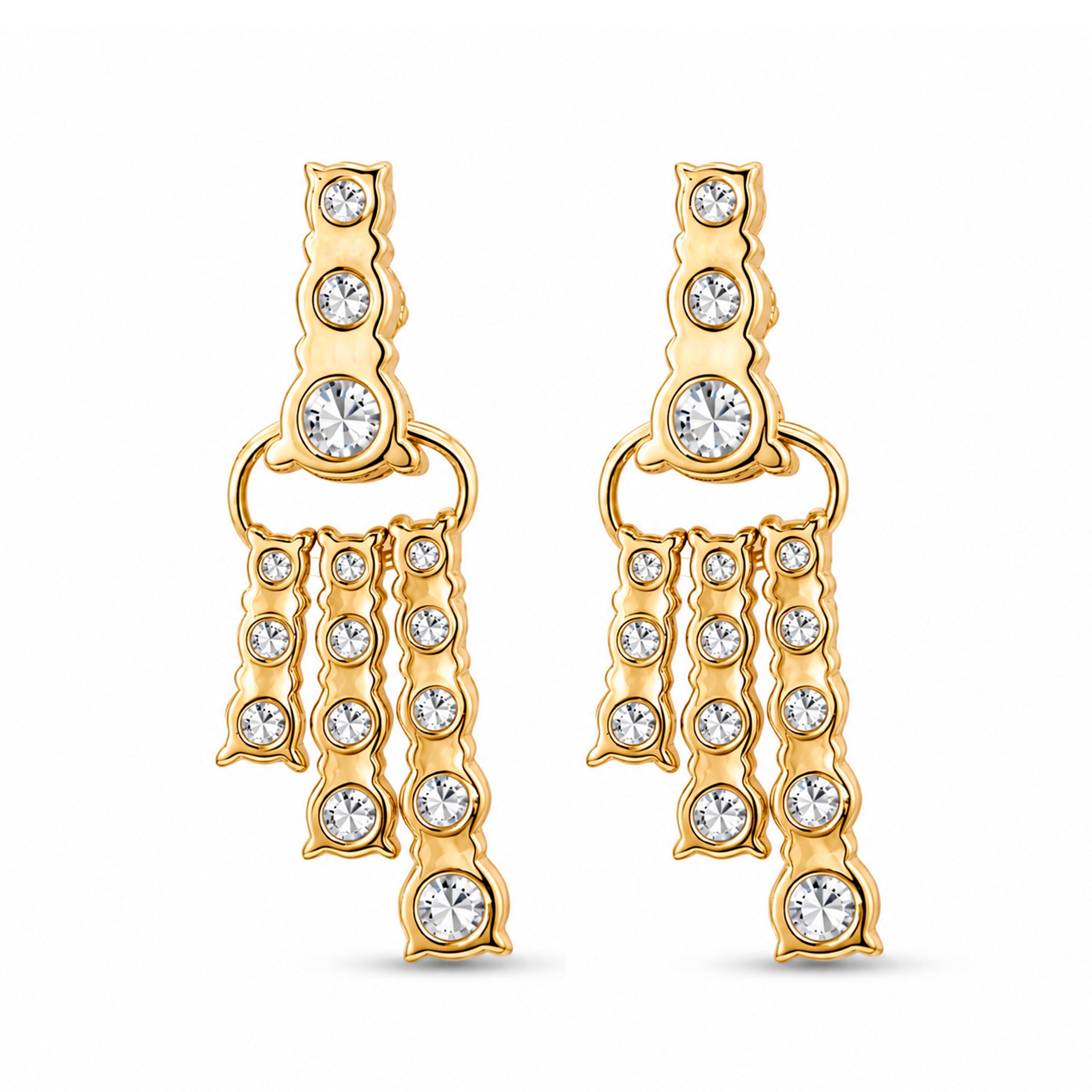 Diamonair Lab Grown Diamond (F/VS+) 2.00 carat Round cut Sterling Silver Drop Earrings - Sterling Silver | Gold over Silver