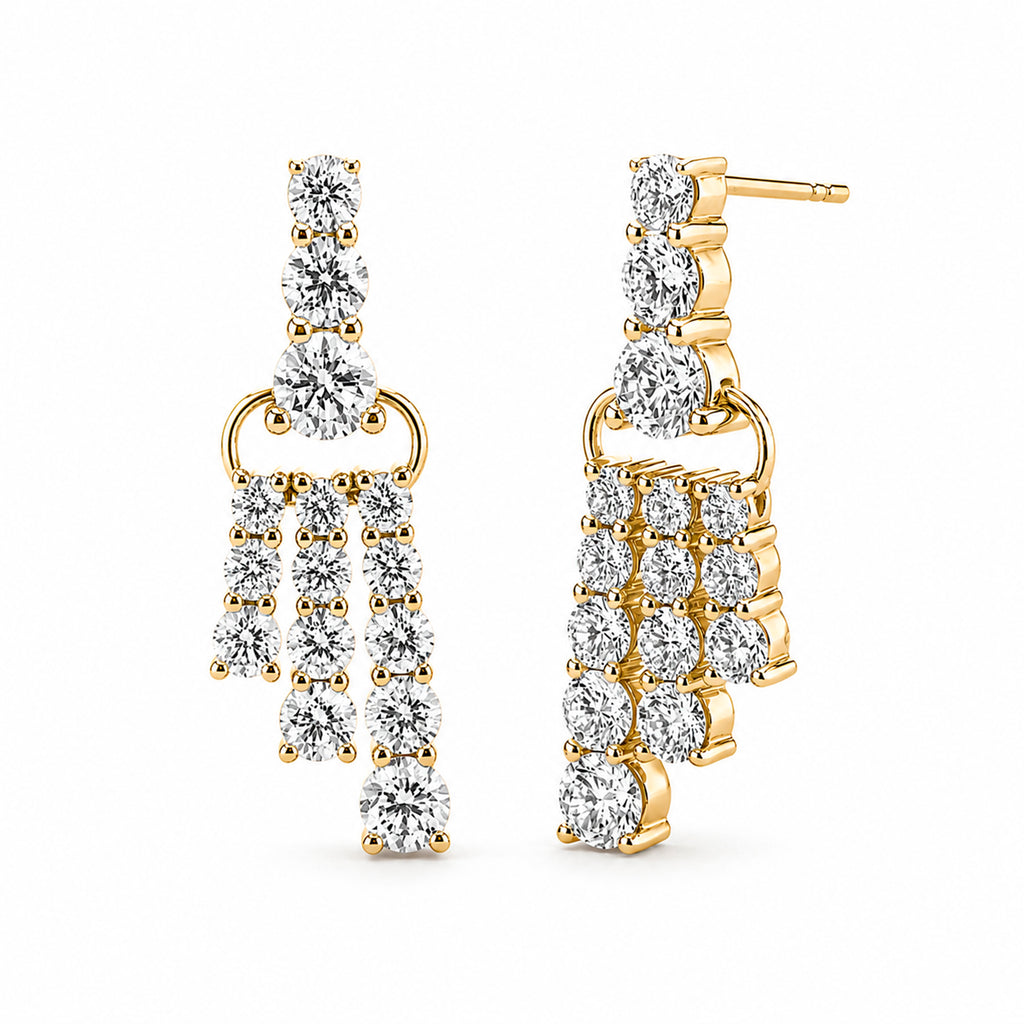 Diamonair Lab Grown Diamond (F/VS+) 2.00 carat Round cut Sterling Silver Drop Earrings - Sterling Silver | Gold over Silver
