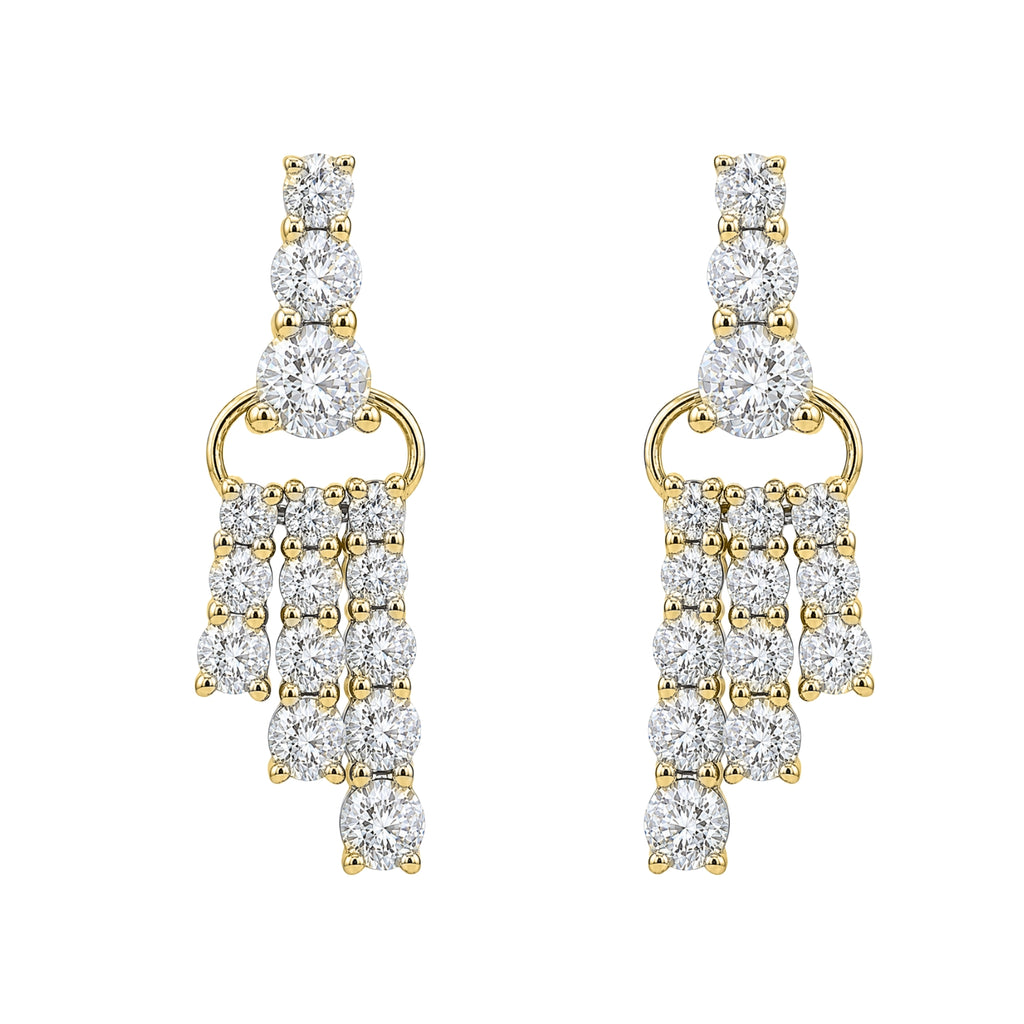 Diamonair Lab Grown Diamond (F/VS+) 2.00 carat Round cut Sterling Silver Drop Earrings - Sterling Silver | Gold over Silver