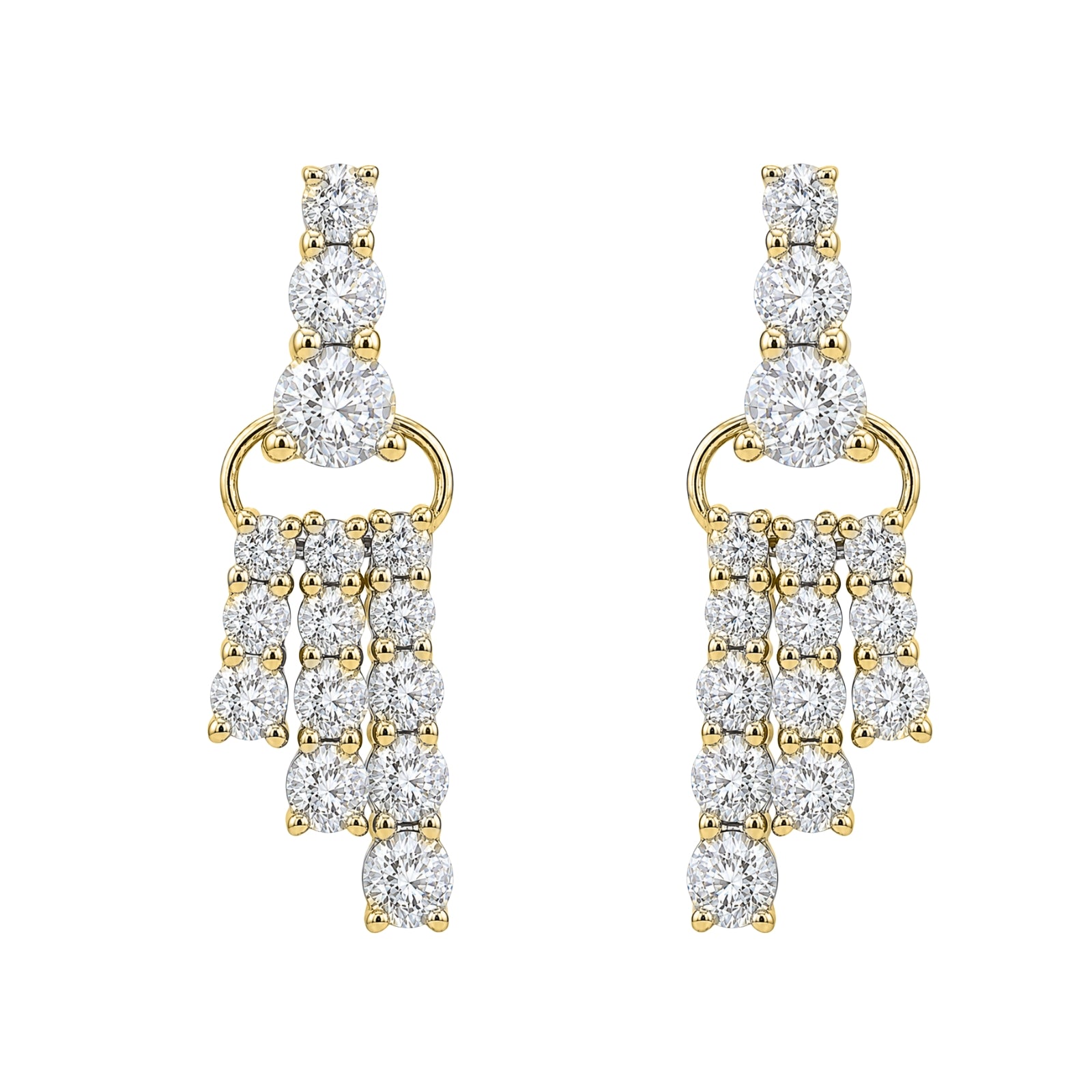 Diamonair Lab Grown Diamond (F/VS+) 2.00 carat Round cut Sterling Silver Drop Earrings - Sterling Silver | Gold over Silver