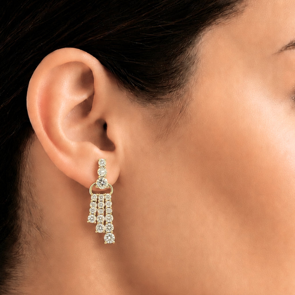Diamonair Lab Grown Diamond (F/VS+) 2.00 carat Round cut Sterling Silver Drop Earrings - Sterling Silver | Gold over Silver
