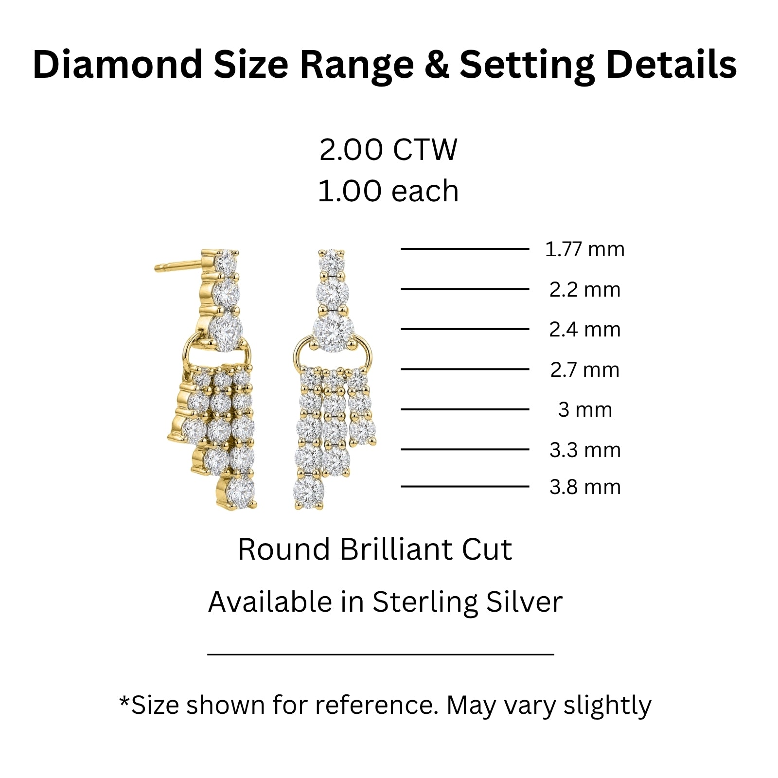 Diamonair Lab Grown Diamond (F/VS+) 2.00 carat Round cut Sterling Silver Drop Earrings - Sterling Silver | Gold over Silver