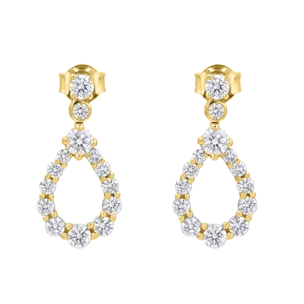 Diamonair Lab Grown Diamond (F/VS+) 2.00 carat Round cut Sterling Silver Dangle Earrings - Sterling Silver | Gold over Silver