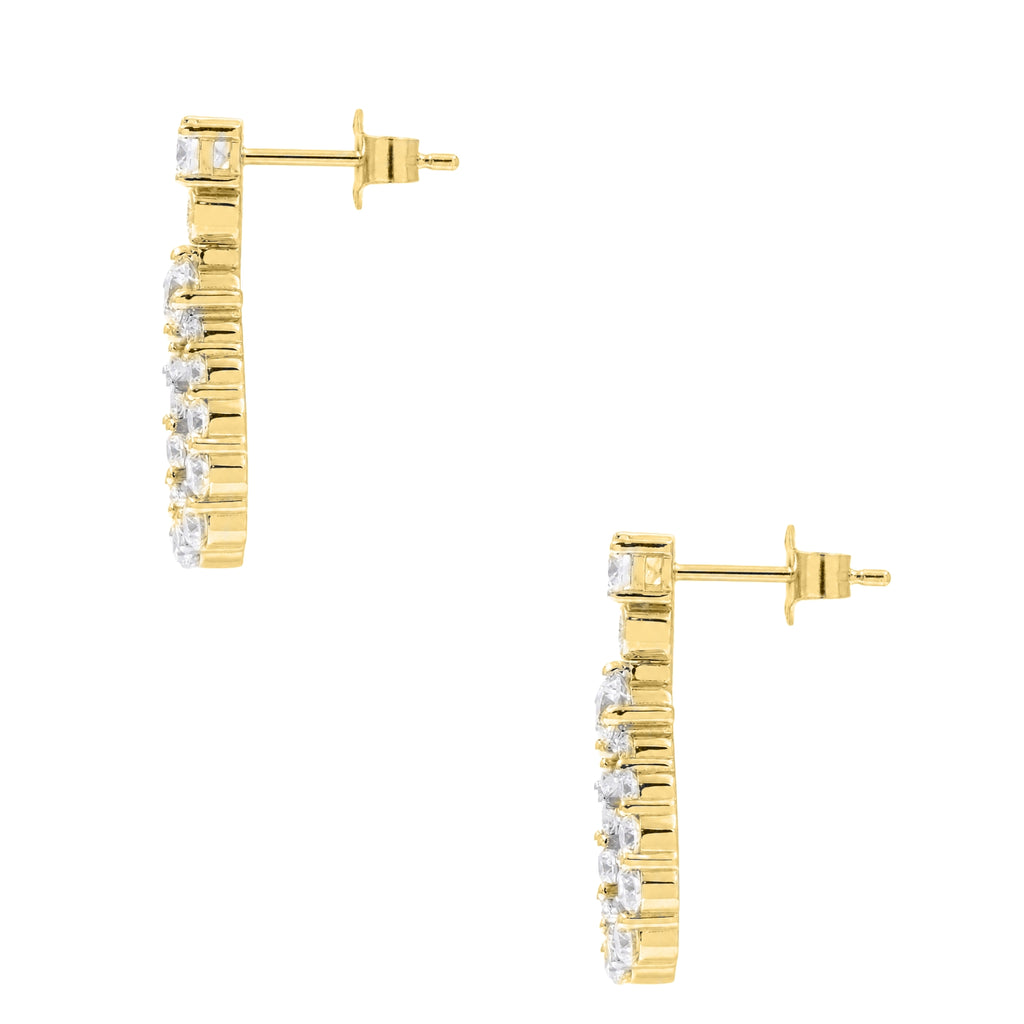 Diamonair Lab Grown Diamond (F/VS+) 2.00 carat Round cut Sterling Silver Dangle Earrings - Sterling Silver | Gold over Silver