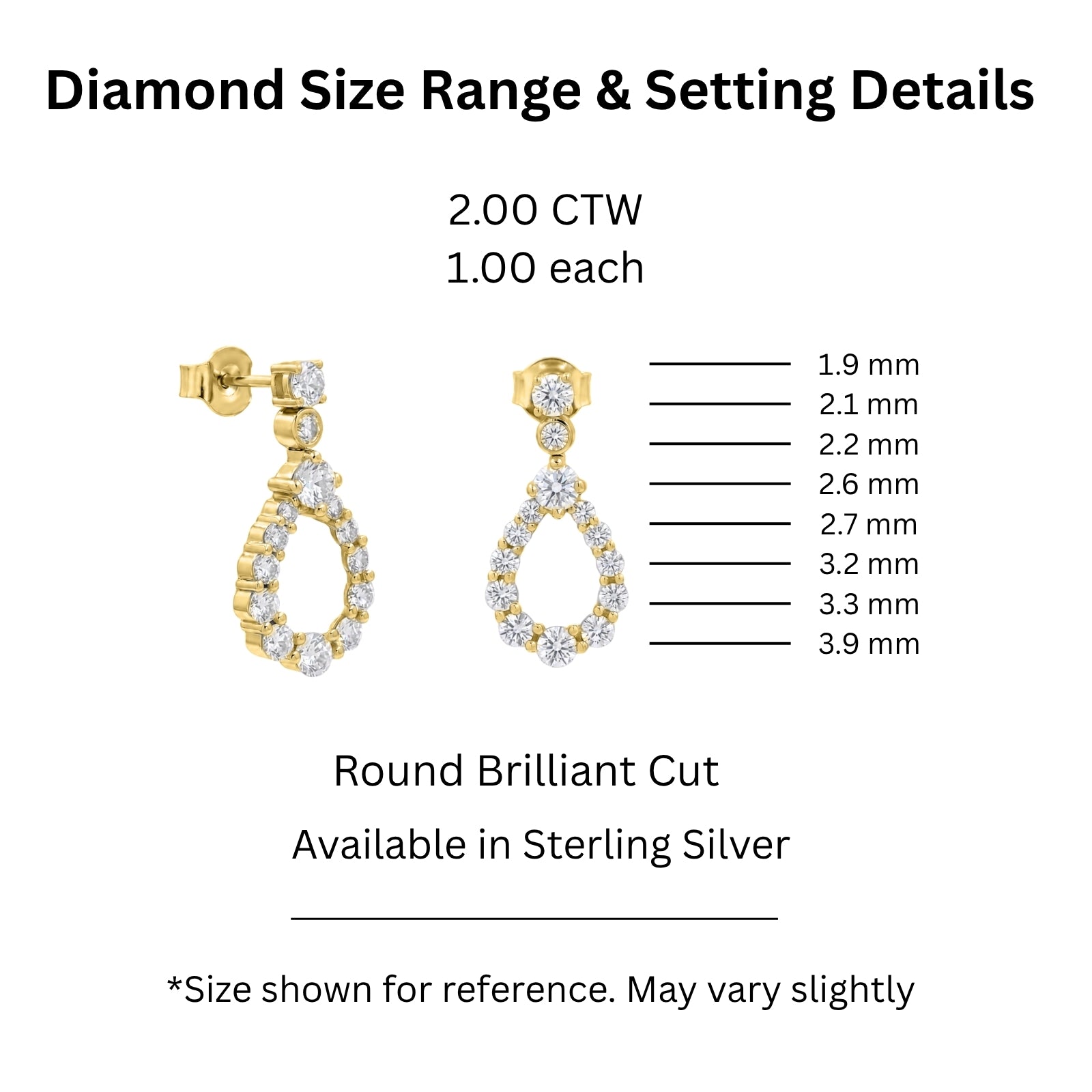 Diamonair Lab Grown Diamond (F/VS+) 2.00 carat Round cut Sterling Silver Dangle Earrings - Sterling Silver | Gold over Silver