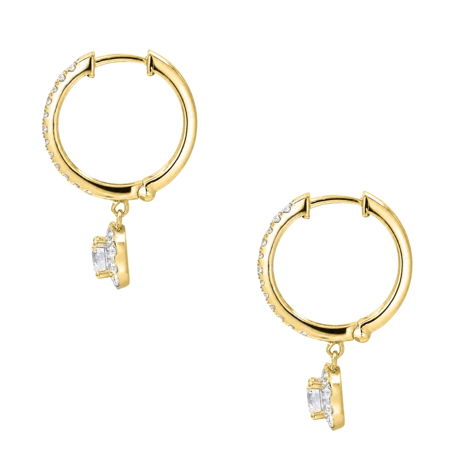 Diamonair Lab Grown Diamond (F/VS+) 2.00 carat Round cut Sterling Silver Dangle Earrings - Sterling Silver | Gold over Silver