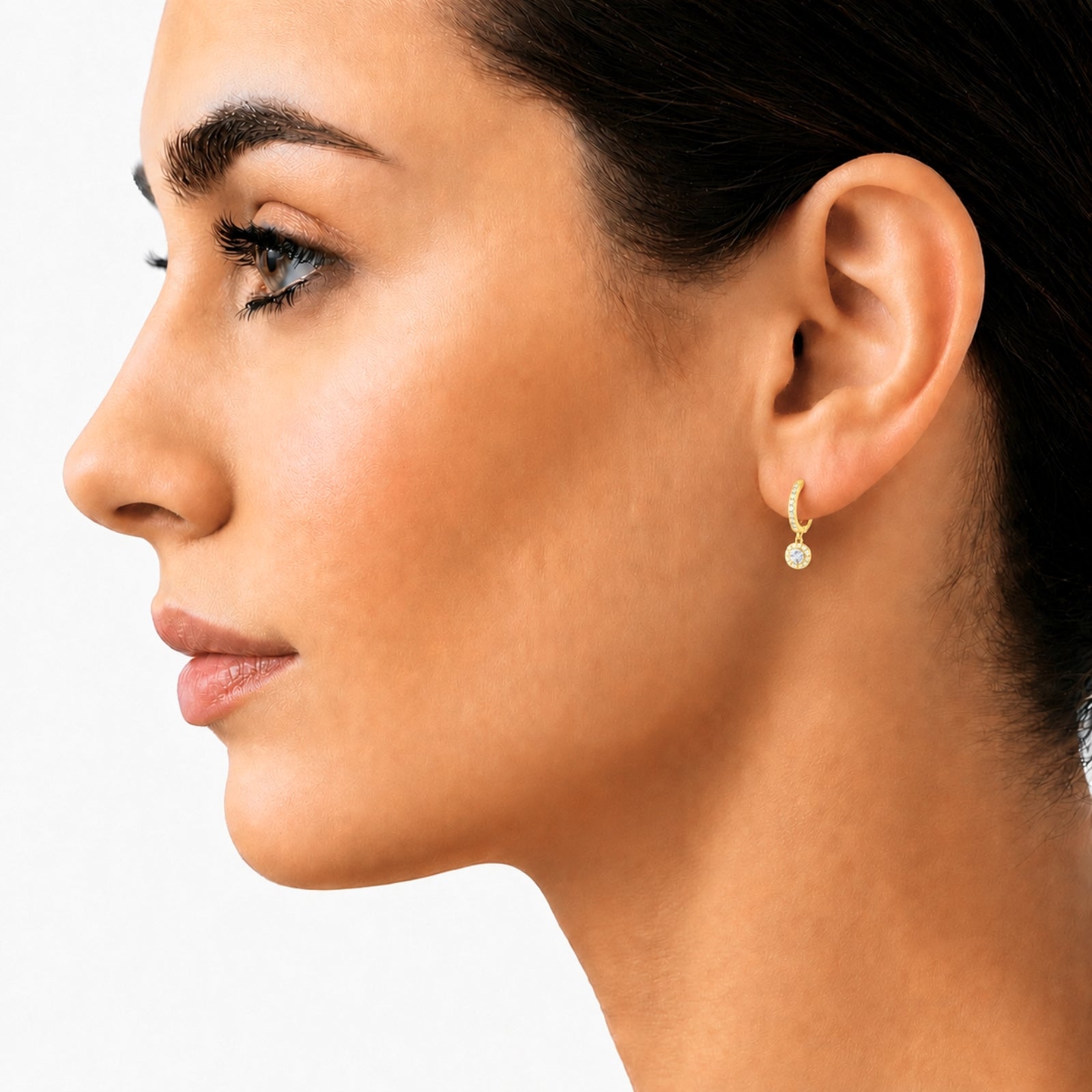 Diamonair Lab Grown Diamond (F/VS+) 2.00 carat Round cut Sterling Silver Dangle Earrings - Sterling Silver | Gold over Silver
