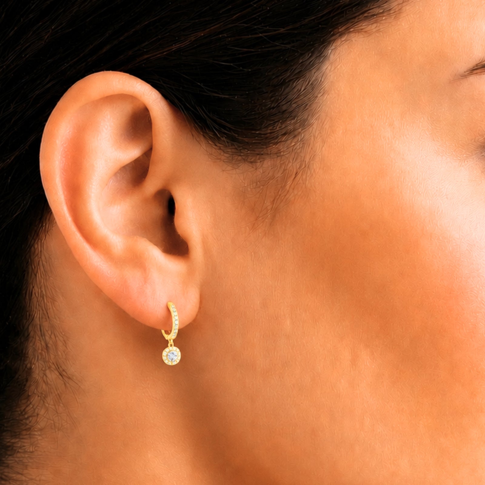 Diamonair Lab Grown Diamond (F/VS+) 2.00 carat Round cut Sterling Silver Dangle Earrings - Sterling Silver | Gold over Silver