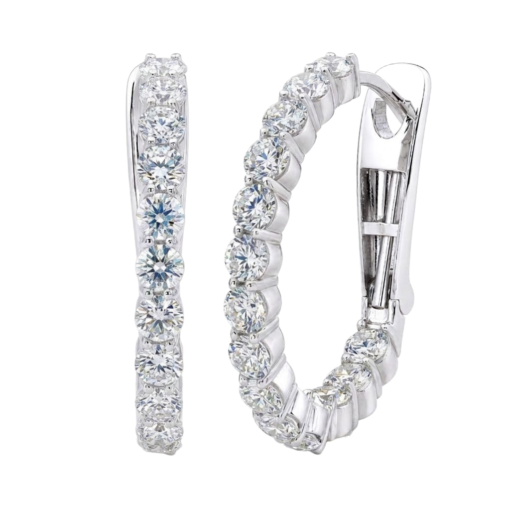Diamonair Lab Grown Diamond (F/VS+) 1.00 carat Round cut Sterling Silver Hoop Earrings - Sterling Silver