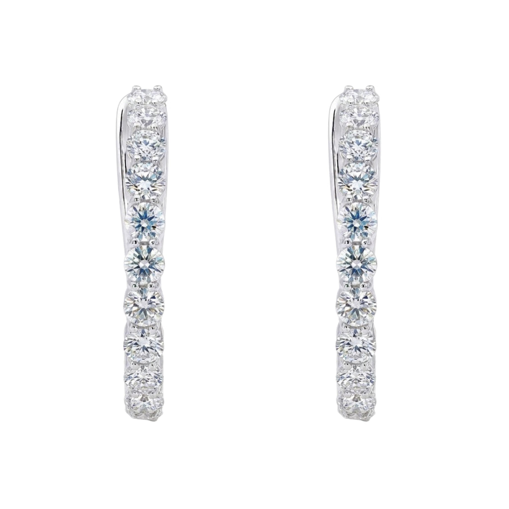 Diamonair Lab Grown Diamond (F/VS+) 1.00 carat Round cut Sterling Silver Hoop Earrings - Sterling Silver