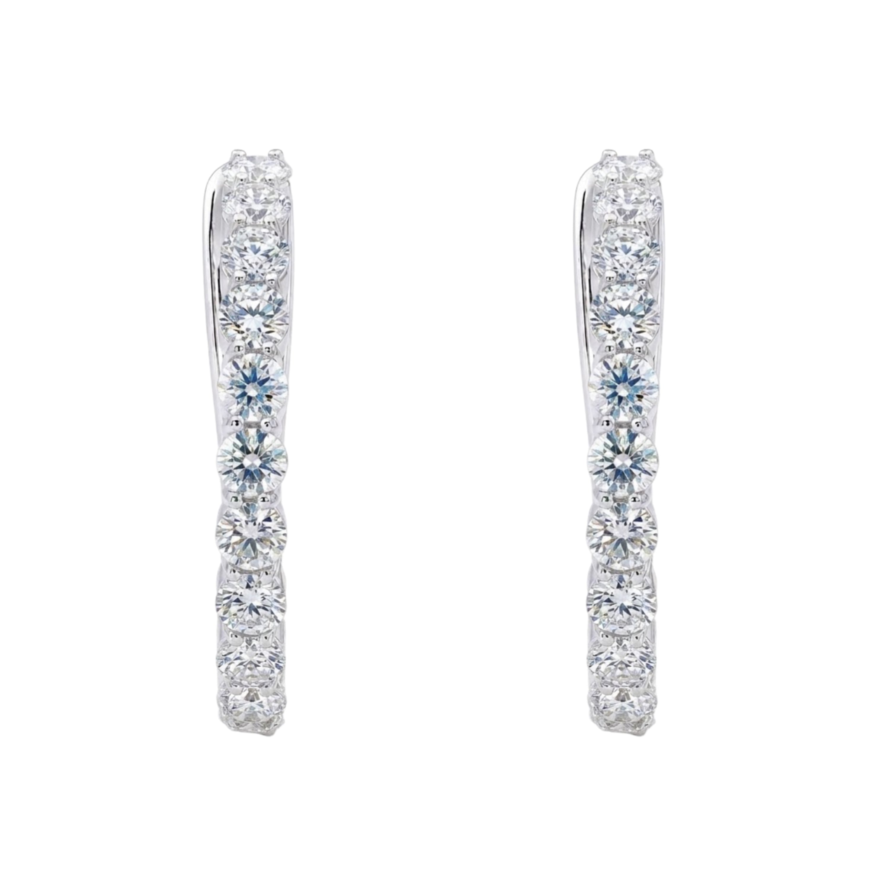 Diamonair Lab Grown Diamond (F/VS+) 1.00 carat Round cut Sterling Silver Hoop Earrings - Sterling Silver