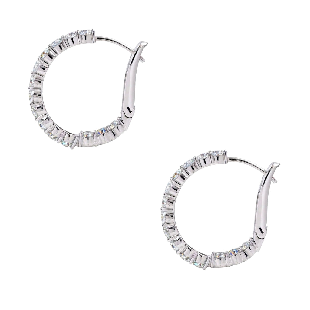 Diamonair Lab Grown Diamond (F/VS+) 1.00 carat Round cut Sterling Silver Hoop Earrings - Sterling Silver