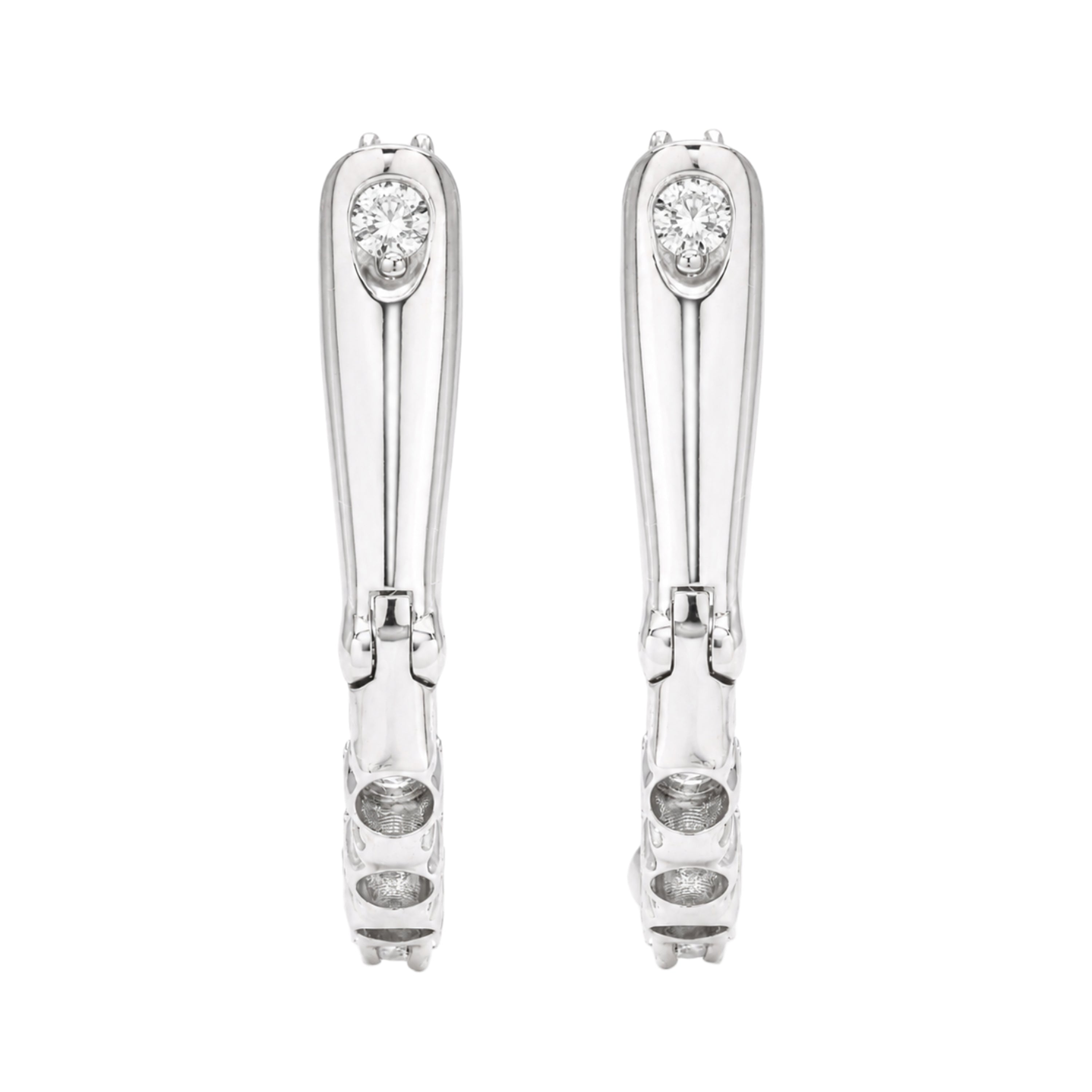 Diamonair Lab Grown Diamond (F/VS+) 1.00 carat Round cut Sterling Silver Hoop Earrings - Sterling Silver