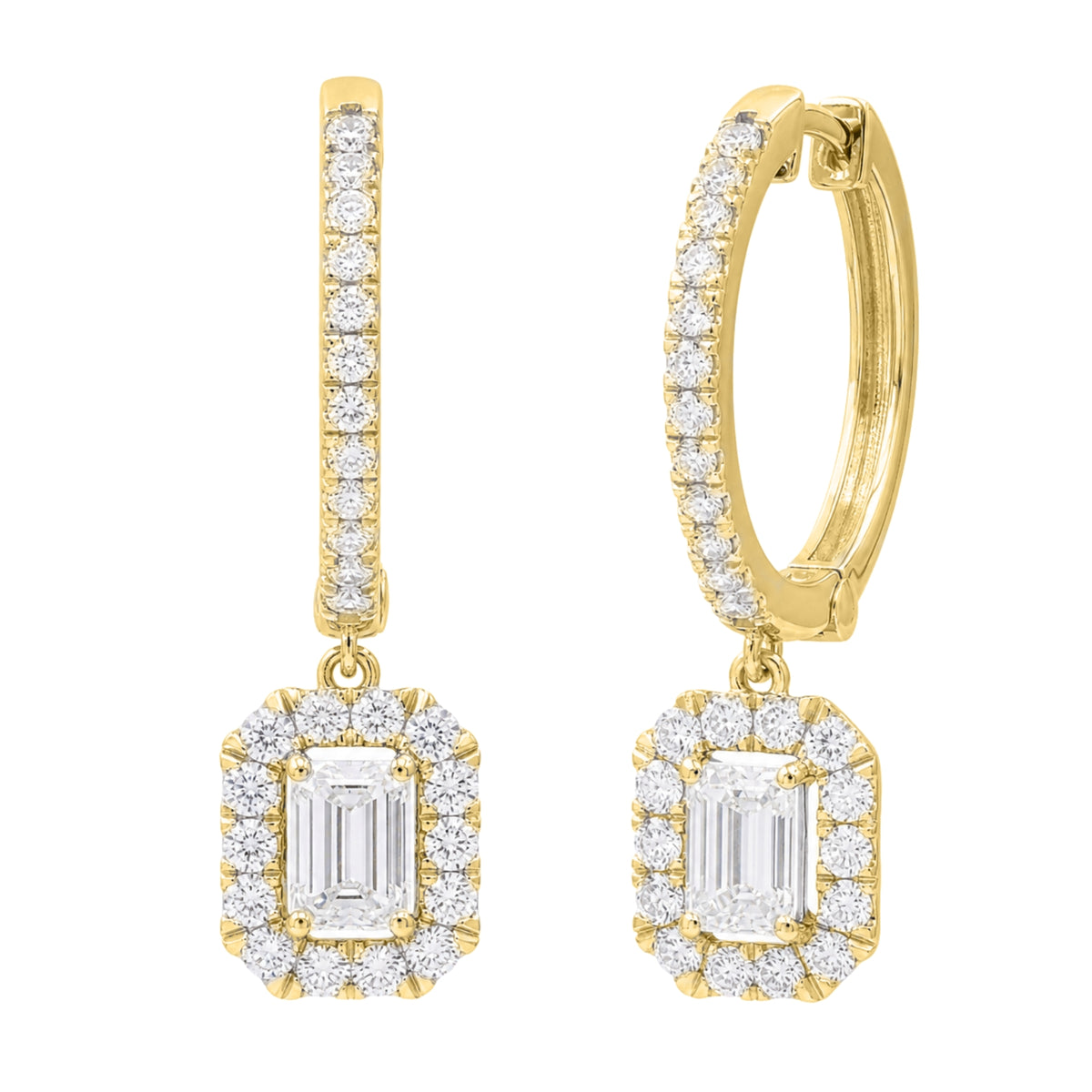 3 ctw Round Drop Earrings