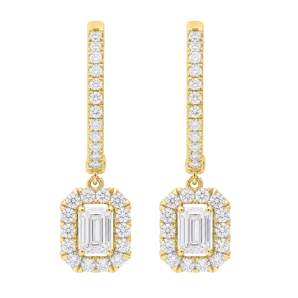 Diamonair Lab Grown Diamond (F/VS+) 3.00 carat Round cut Sterling Silver Dangle Earrings - Sterling Silver | Gold over Silver