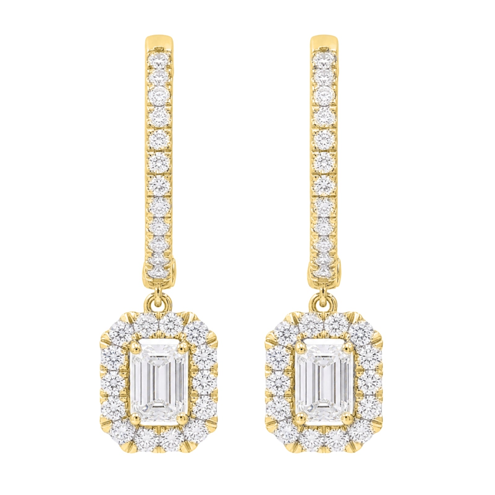 Diamonair Lab Grown Diamond (F/VS+) 3.00 carat Round cut Sterling Silver Dangle Earrings - Sterling Silver | Gold over Silver